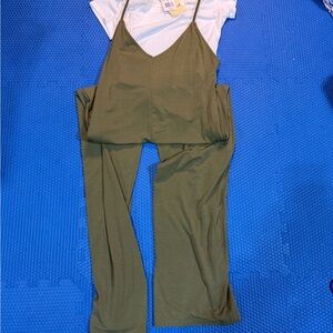 Kohl's Olive and White Top/Romper